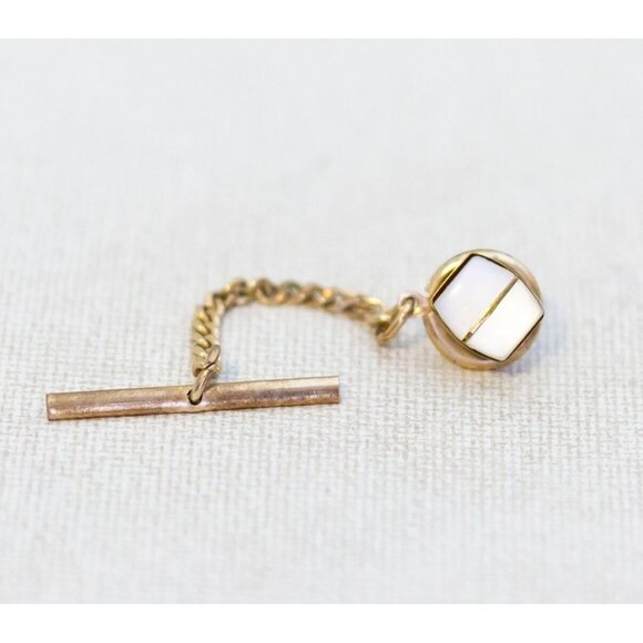 Vintage Minimalist Tie Pin with Chain by Swank - J1 - Picture 1 of 3